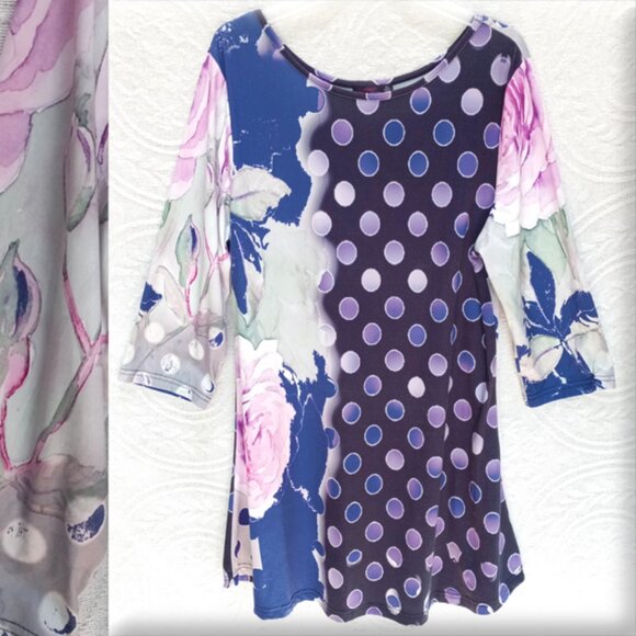 Azalea Knit Colorful Artistic Tunic Dress Top Sz-XL (T-390) - Picture 1 of 13